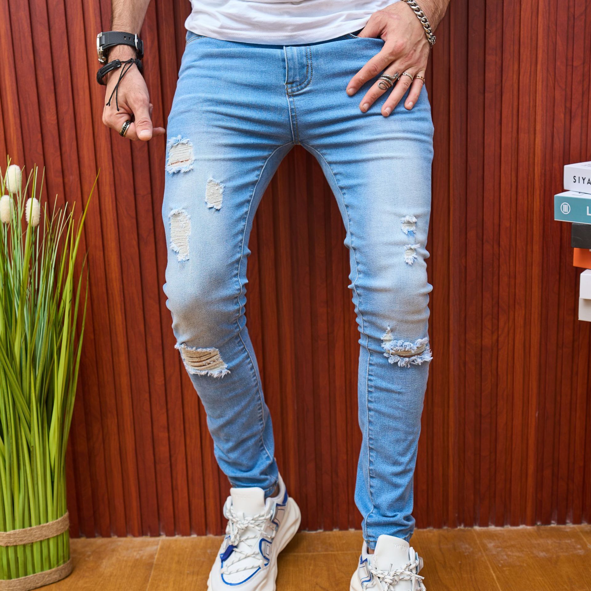 Summer Ripped Men's Casual Slim Fit Stretch Jeans