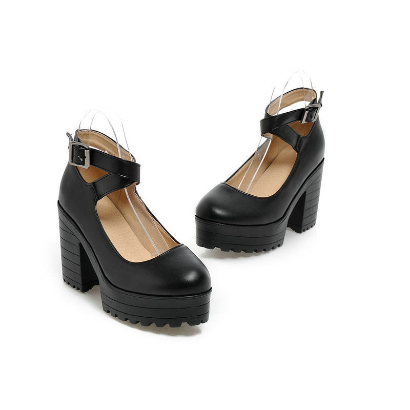 Women's Fashionable Chunky Heel Platform High Shoes