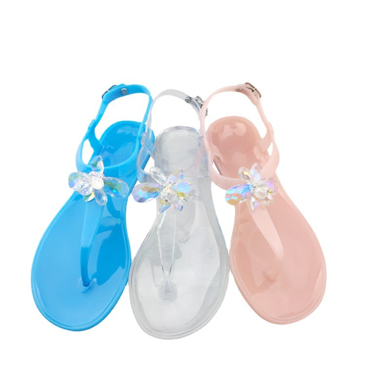 Summer Fashion Casual Outdoor Pvc Multicolor Colorful Crystals Jelly Sandals