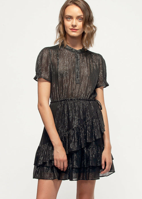 Women's Lurex Yoryu Ruffle Dress In Black